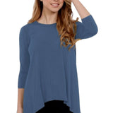 Hi-Lo Flowing 3/4 Sleeve Modest Tunic Top