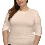 Essential 3/4 Sleeve Modest Crew Neckline Shell - Versatile Layering Undershirt Top