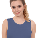 Cropped Layering Tank with Full Shoulder Coverage and Jewel Neckline