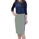 Straight Knee Length Skirt with Side Stripe for Women