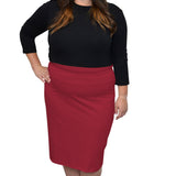 Classic Cotton Lycra Pencil Skirt - Below Knee Length