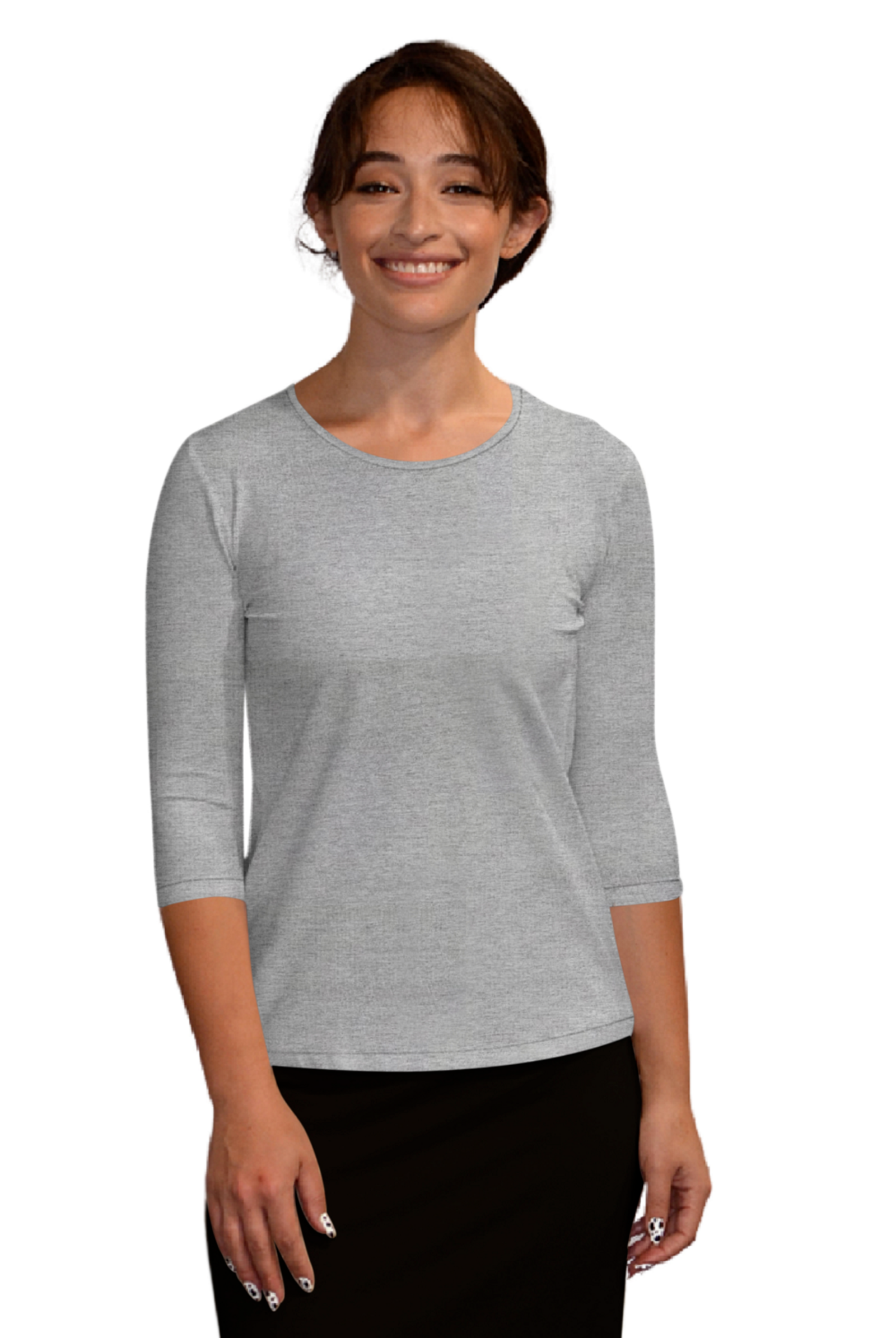 Essential 3/4 Sleeve Modest Crew Neckline Shell - Versatile Layering Undershirt Top