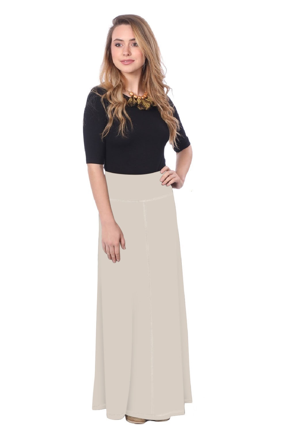 Sleek A-Line Maxi Skirt with Adjustable Fold-Over Waist