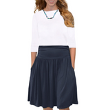 Women's Knee-Length Skirt with Ruched Waist, Gathered Style and Side Pockets