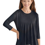 Hi-Lo Cotton Spandex Crinkled 3/4 Sleeve Tunic