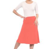 Sleek A-Line Adjustable Waist Midi Skirt with Fold-Over Waistband