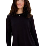 Long Sleeve Fine Ribbed Top - Extended Length Modest Knit