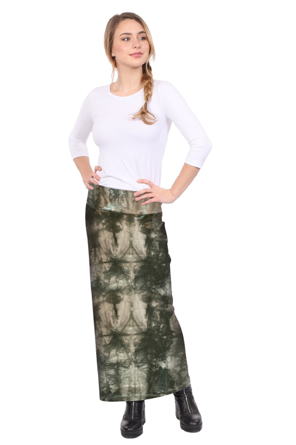 Classic Fitted Maxi Pencil Skirt - Cotton Blend with Stretch Comfort and No Slits