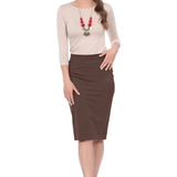 Modest Knee-Length Tapered Stretch Cotton Spandex Pencil Skirt