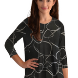 Hi-Lo Flowing 3/4 Sleeve Modest Tunic Top