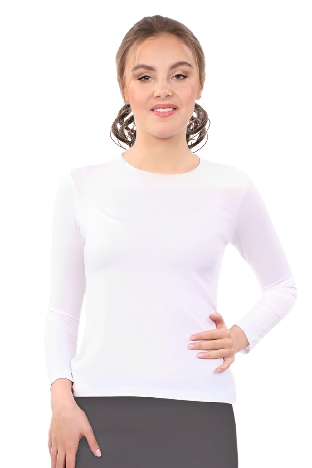 Modest Crew Neck Layering Shell - Long Sleeve Comfort Layer