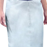 Womens Straight Knee Length Denim Skirt with Stretch Waistband