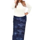 Classic Fitted Maxi Pencil Skirt - Cotton Blend with Stretch Comfort and No Slits