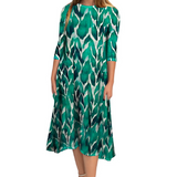 Mid-Calf 3/4 Sleeve Swing Dress with Pockets