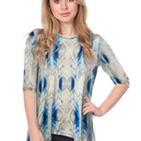 Modest Handkerchief Tunic Top - 3/4 Sleeve Comfort Flow Design