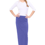 Classic Fitted Maxi Pencil Skirt - Cotton Blend with Stretch Comfort and No Slits