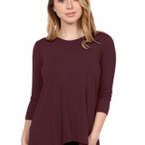 Hi-Lo Flowing 3/4 Sleeve Modest Tunic Top