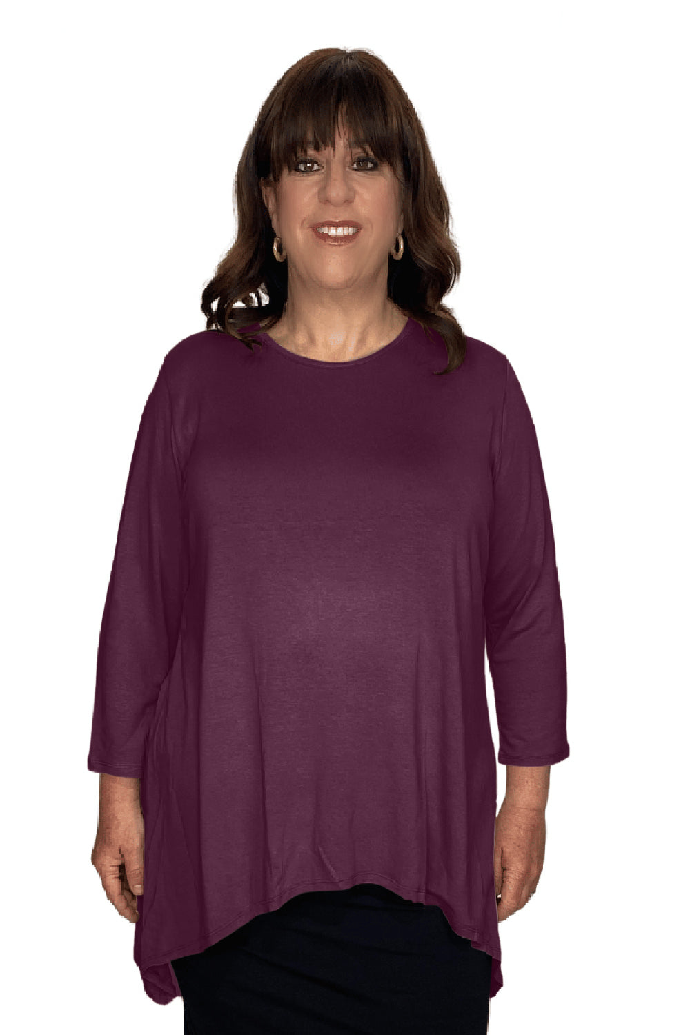 Modest Handkerchief Tunic Top - 3/4 Sleeve Comfort Flow Design