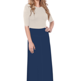 Sleek A-Line Maxi Skirt with Adjustable Fold-Over Waist