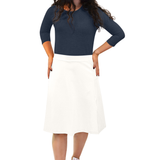 Classic A-Line Knee Length Cotton Stretch Skirt - Modest Everyday Comfort