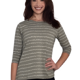 Fun Print Cotton Spandex 3/4 Sleeve T-Shirt with Side Slits