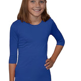 Girls' Basic Modest Crew Neck Shell Top - 3/4 Sleeve Layering Kids(Ages 5-12)