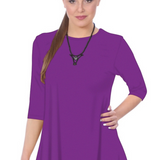 Modest Handkerchief Tunic Top - 3/4 Sleeve Comfort Flow Design