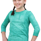 Girls' Modest Cotton Three-Quarter Sleeve Tee - Classic Comfort (Ages 5-12)