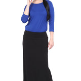 Classic Maxi Length Modest Stretch Pencil Skirt with Subtle Sheen