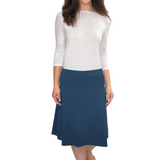 Classic A-Line Knee Length Cotton Stretch Skirt - Modest Everyday Comfort