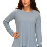 Long Sleeve Ribbed Sweater Tunic with Handkerchief Hem