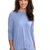 Women's 3/4 Sleeve Wide-Ribbed Handkerchief Tunic