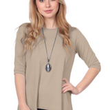 Modest Handkerchief Tunic Top - 3/4 Sleeve Comfort Flow Design