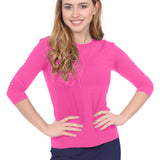 High-Neck Modest 3/4 Sleeve Swim Shirt with UV50 Protection