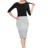 Stretch Knee Length Pencil Skirt for Women in Cotton Spandex