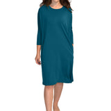 Relaxed Fit Modest 3/4 Sleeve Knee-Length Dress with Pockets