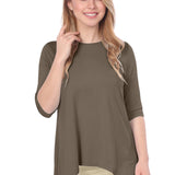 Modest Handkerchief Tunic Top - 3/4 Sleeve Comfort Flow Design