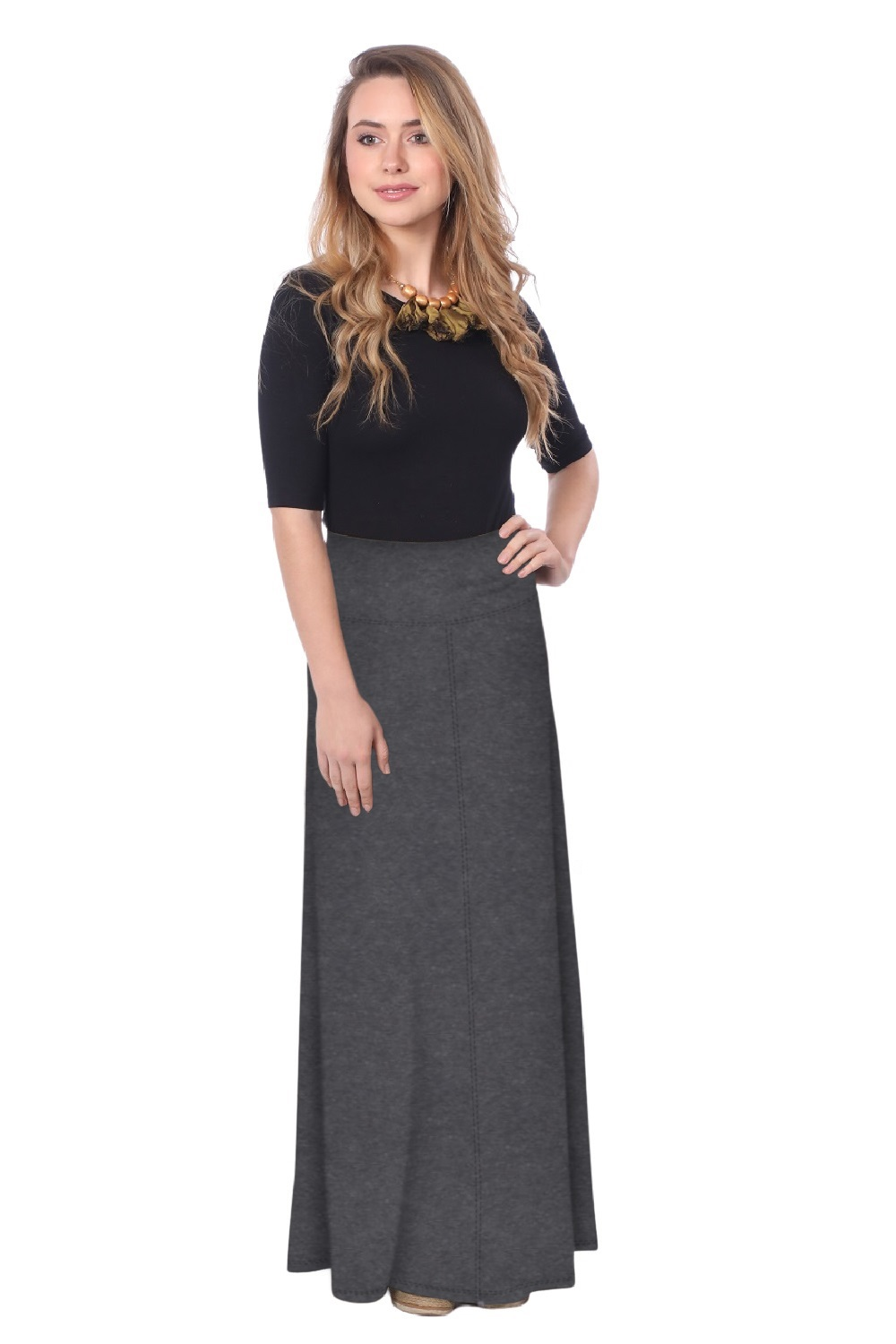 Maxi Skirt for Women Flowing A-Line Black / XL Maxi Skirt for Women Flowing A-Line Black / XL