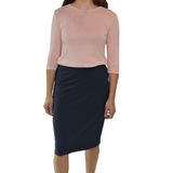 Tapered Fitted to the Knee Pencil Skirt with Spandex