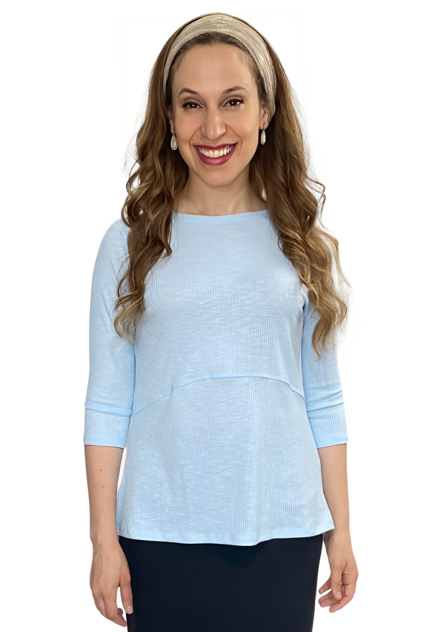 Women's Ribbed Hi-Lo Tunic with Curved Seam Detail