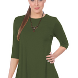 Modest Handkerchief Tunic Top - 3/4 Sleeve Comfort Flow Design