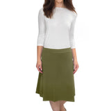 Classic A-Line Knee Length Cotton Stretch Skirt - Modest Everyday Comfort