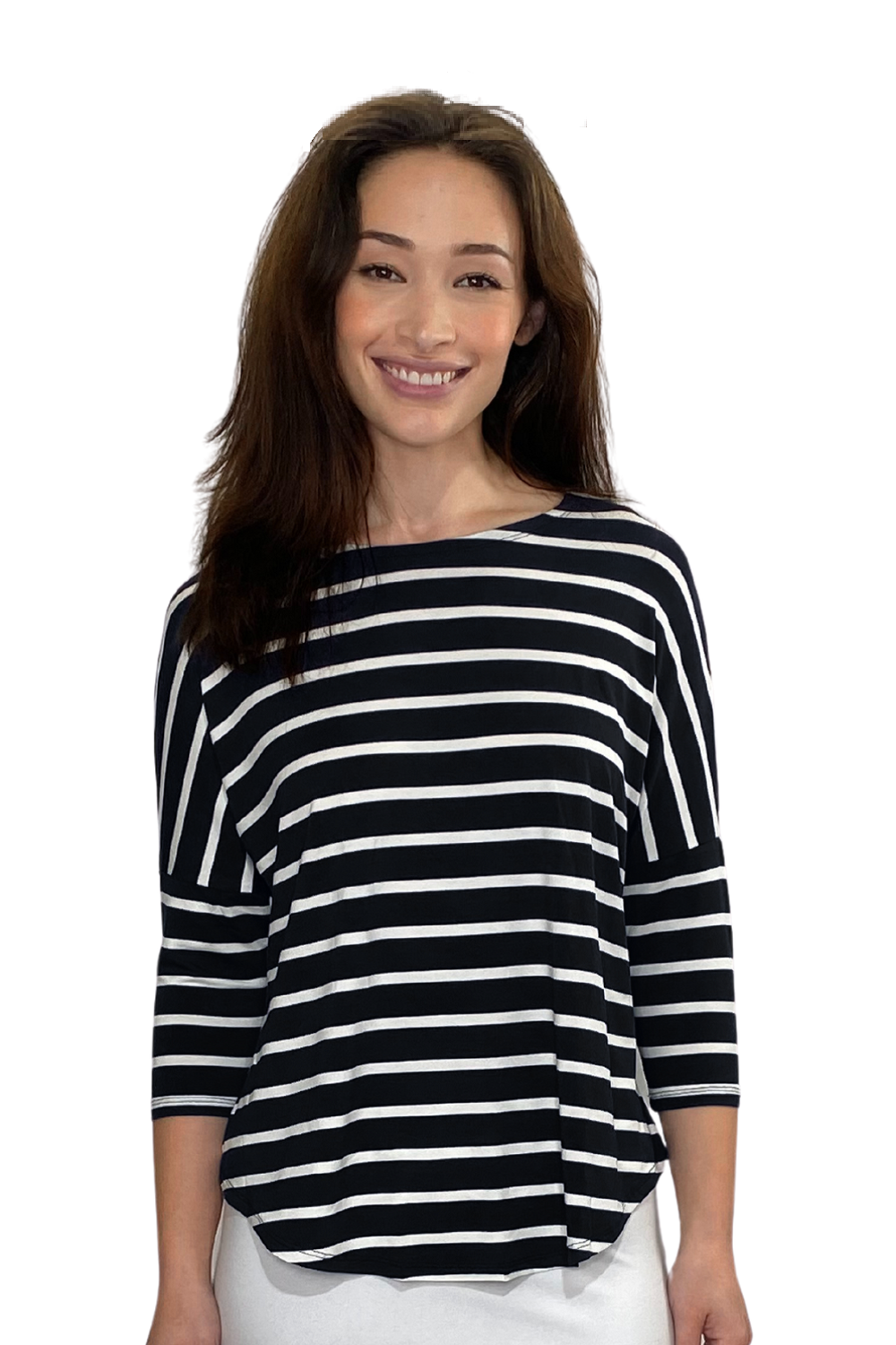 Modest 3/4 Sleeve Raglan Tunic Top - Breathable Viscose Blend