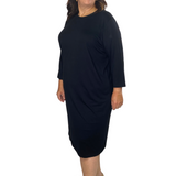 Plus Size Classic 3/4 Sleeve Modest Knee-Length Shift Dress