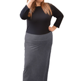 Classic Fitted  Maxi Pencil Skirt - Cotton Blend with Stretch Comfort and No Slits