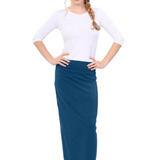 Classic Fitted Maxi Pencil Skirt - Cotton Blend with Stretch Comfort and No Slits