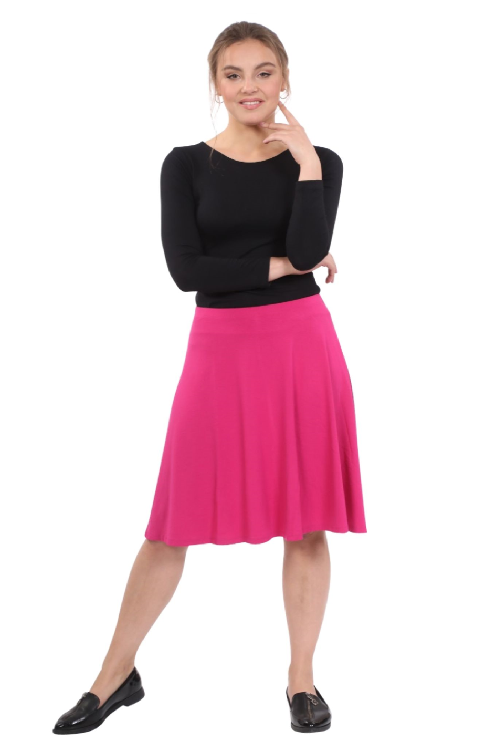 Knee Length Skater Skirt with Full A-line Cut for Women