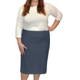 Stretch Knee Length Pencil Skirt for Women in Cotton Spandex Plus Size