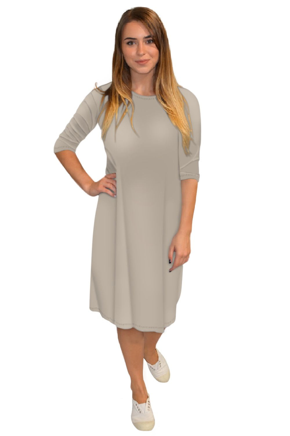 Classic Knee Length A-Line T-Shirt Dress