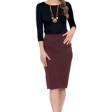 Modest Knee-Length Tapered Stretch Cotton Spandex Pencil Skirt